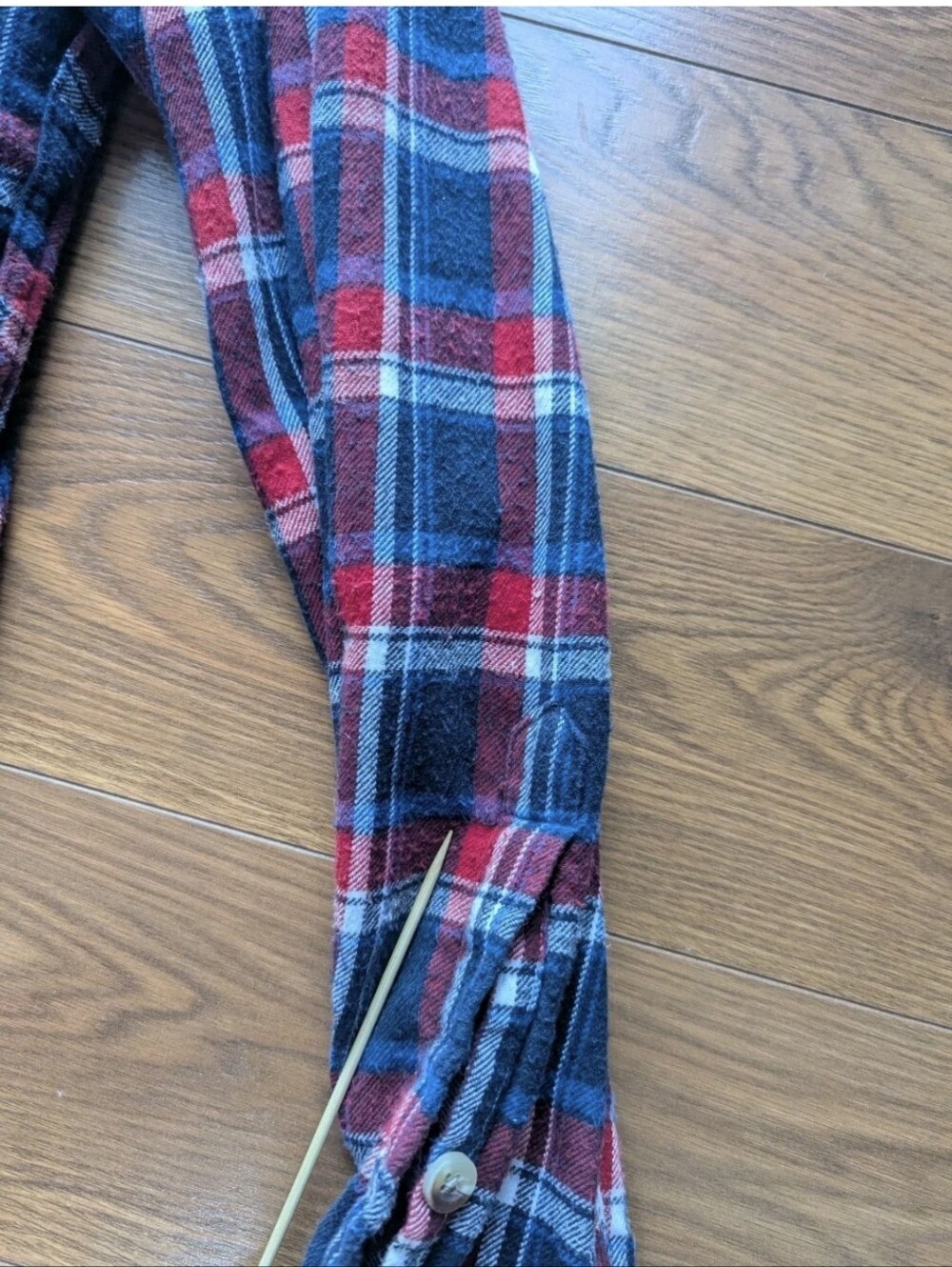 Woolrich Mens Large Plaid Flannel Button Down Red White Blue Well Worn GUC - Picture 7 of 11
